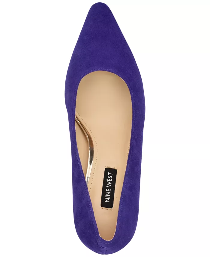 Женские туфли-лодочки Monda на сужающемся каблуке-блоке Nine West, синий — фото 4