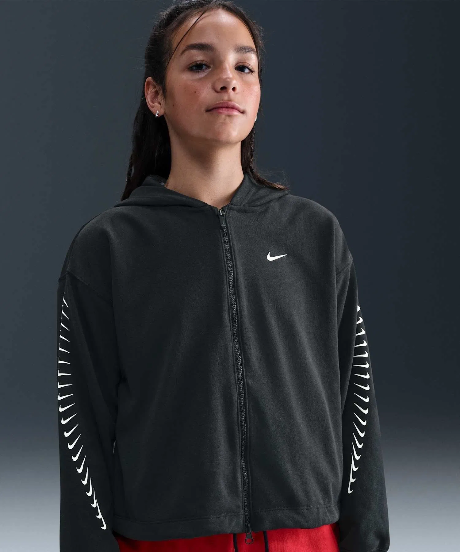 Детская флисовая толстовка Nike Sportswear Dri-FIT HV0734-011, черная.