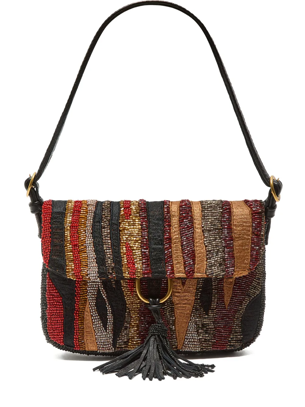 

Декорированная сумка на плечо в полоску Maliparmi, нейтральный