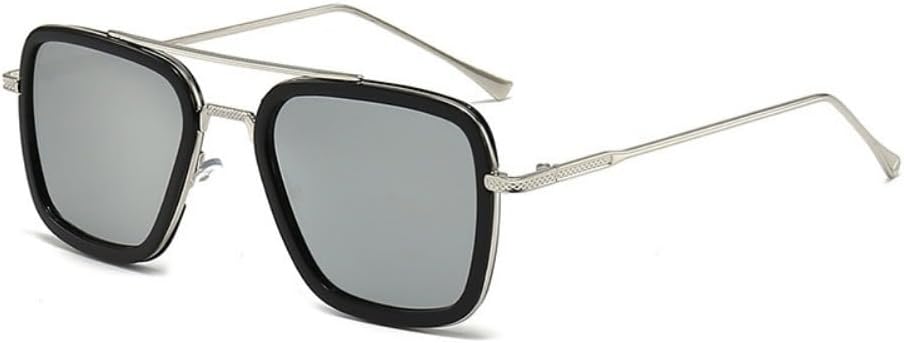 

Винтажные солнцезащитные очки-авиаторы квадратной формы для мужчин и женщин, металлические прямоугольные, винтажные, прозрачные, модные солнцезащитные очки Kelukes, 12-silver Frame