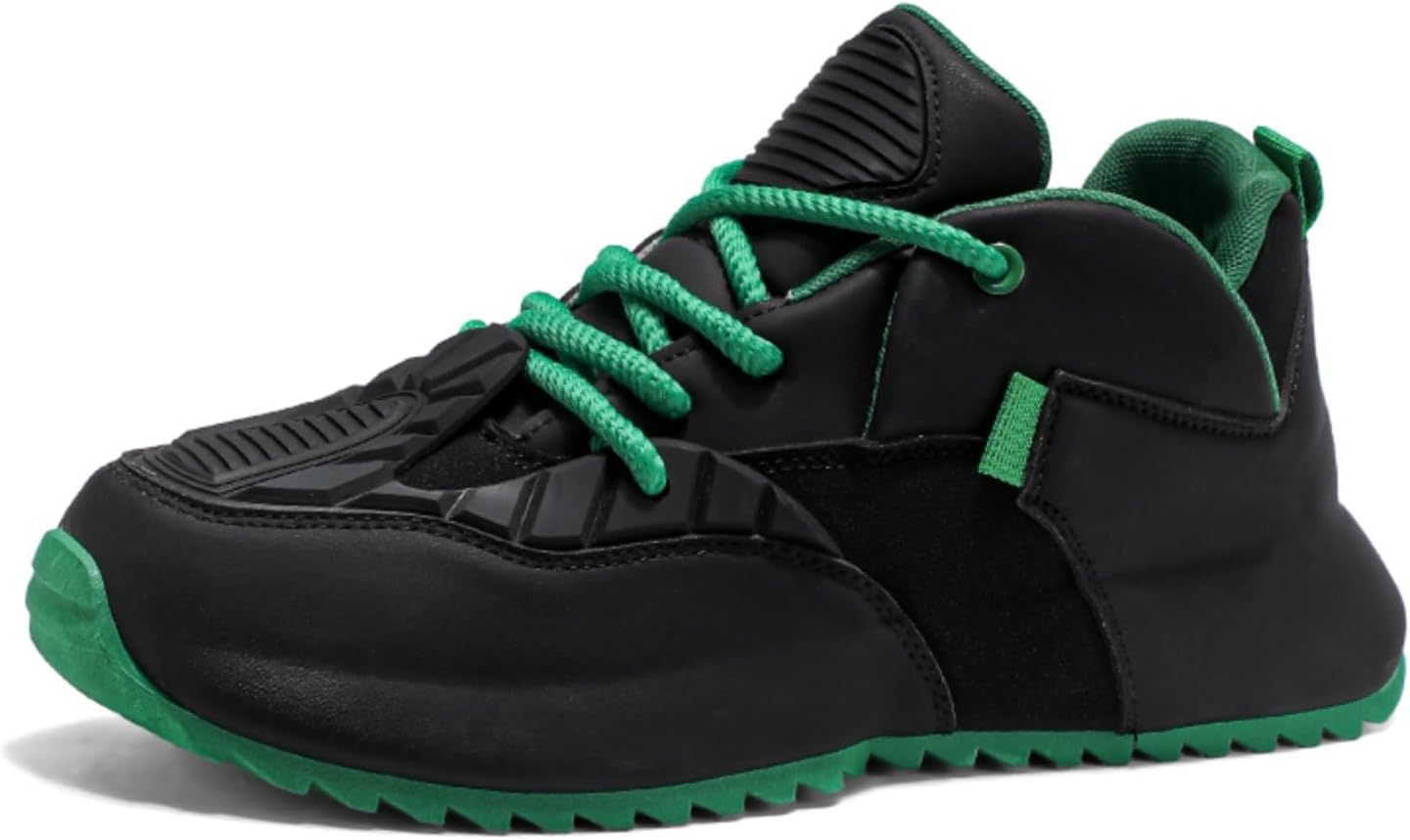 

Мужские модные кроссовки - повседневные кожаные и замшевые туфли с текстурной подошвой и массивной шнуровкой для ежедневной носки Kelibasi, черный