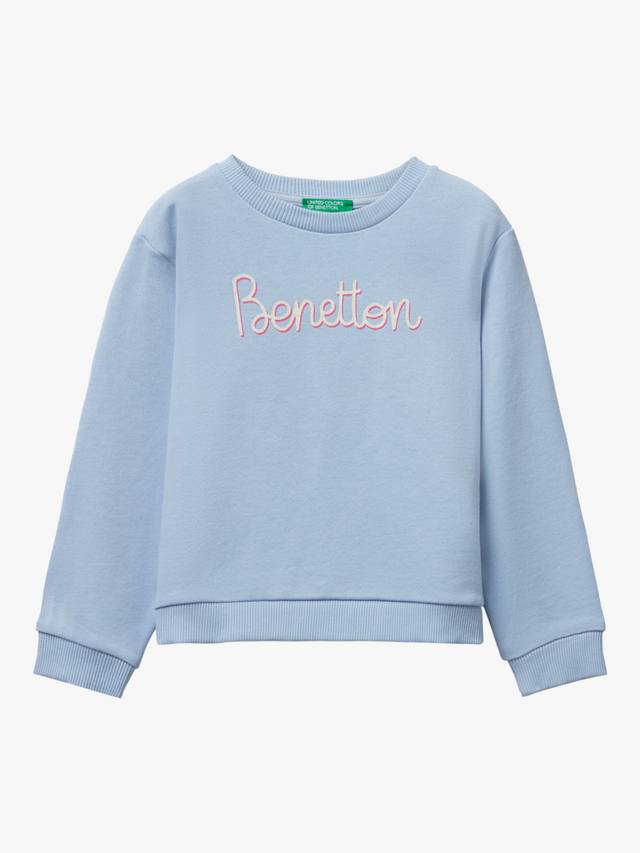 

Детский хлопковый свитшот с круглым вырезом Benetton, Blue