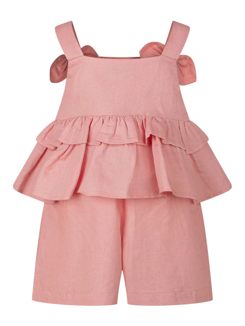 Комплект из топа и шортов с оборками Twinset Kids, розовый — фото 2