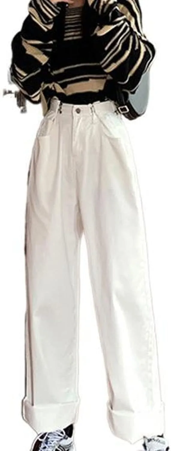 

Женские джинсы Harajuku с высокой талией и широкими штанинами DGHM-JLMY