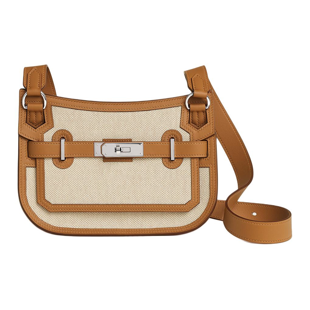 

HERMES Сумка через плечо Jypsiere Mini из телячьей кожи Swift для женщин в бежевом и золотом цвете