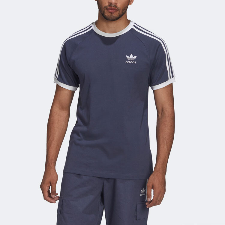 Футболка Shamrock Retro Stripes для мужчин, фиолетовая Adidas Originals, синий — фото 2