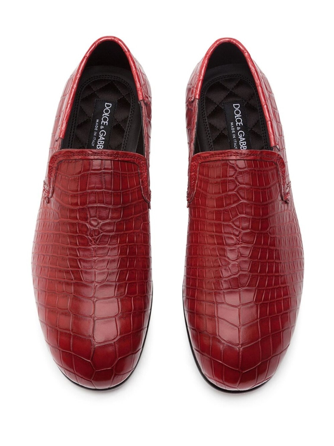 Dolce & Gabbana лоферы с тиснением под кожу крокодила, красный — фото 4