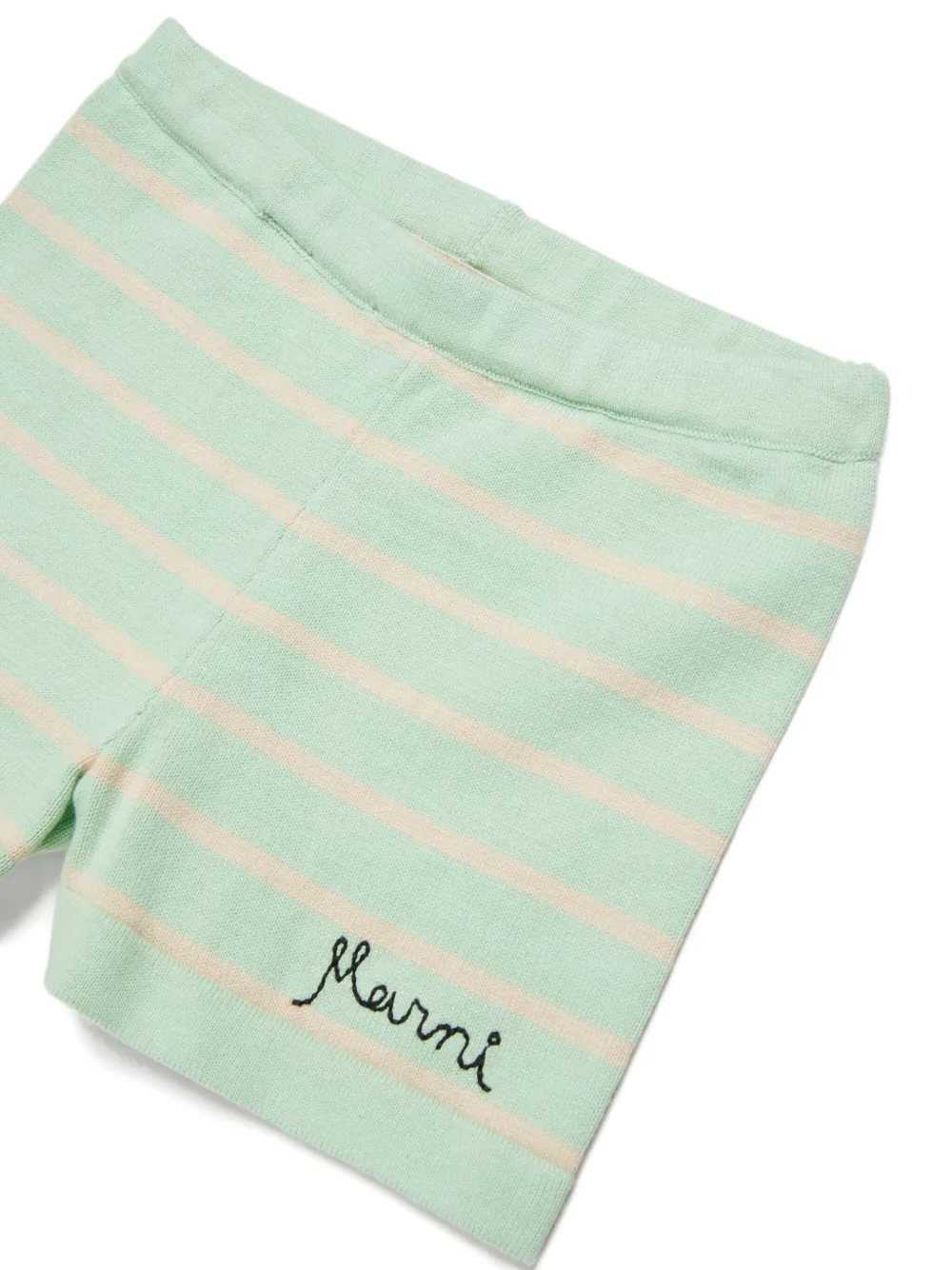 Шорты в полоску с вышитым логотипом Marni Kids, зеленый — фото 3
