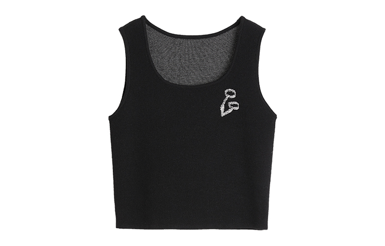 

ELLE Топ-майка женская Black с квадратным вырезом умеренного прямого кроя