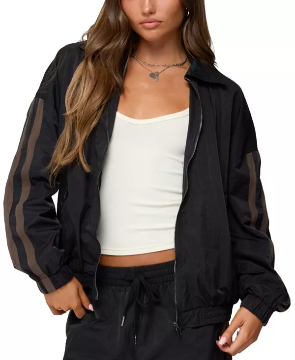 

Полосатая нейлоновая спортивная куртка Кирана Edikted, черный