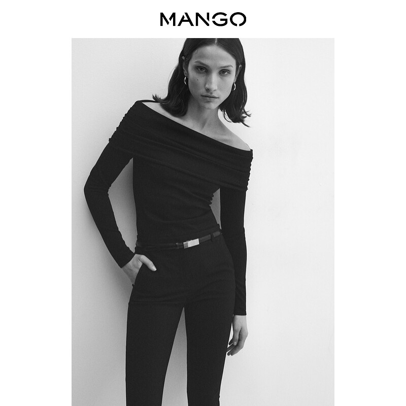 

Женский пуловер Mango с открытыми плечами, черный