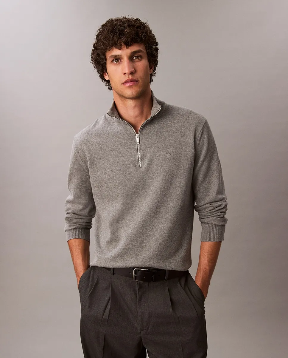 

Мужской свитер с половинной молнией Calvin Klein, серый