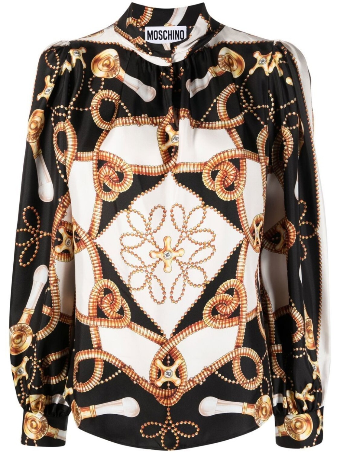 

Шелковая рубашка с узором Baroque Moschino, черный