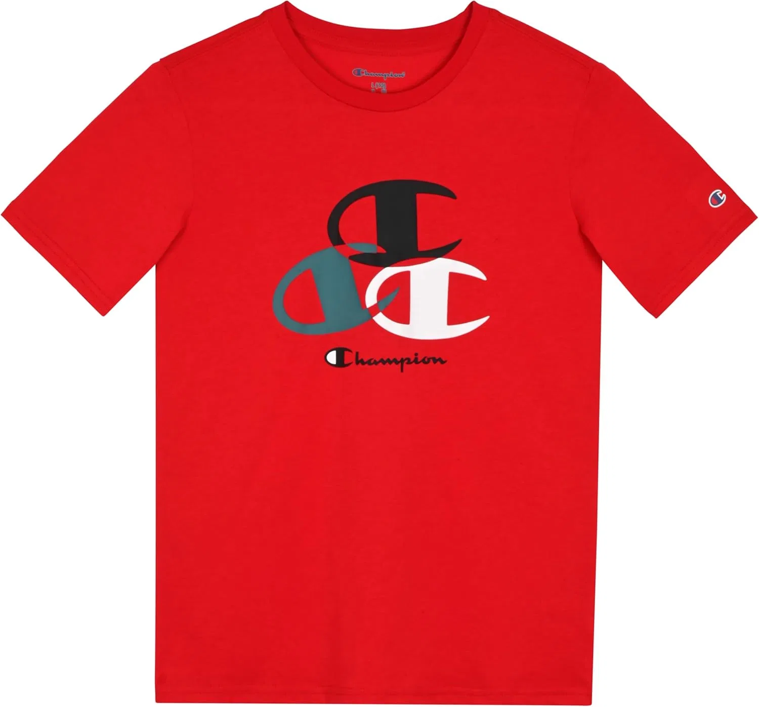 Детский спортивный костюм Champion, 3 предмета: худи, штаны, футболка, Black-red — фото 2