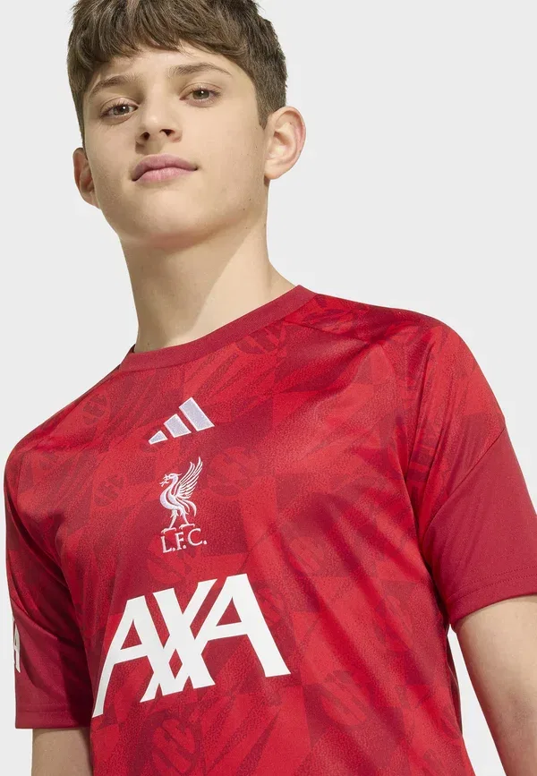 Футболка предматчевая Liverpool FC 26/27, Adidas Performance, активный бордовый/ярко-алый — фото 4