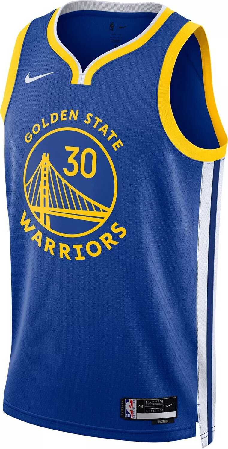 Мужская синяя майка Nike Golden State Warriors Stephen Curry #30 Dri-FIT Swingman — фото 2