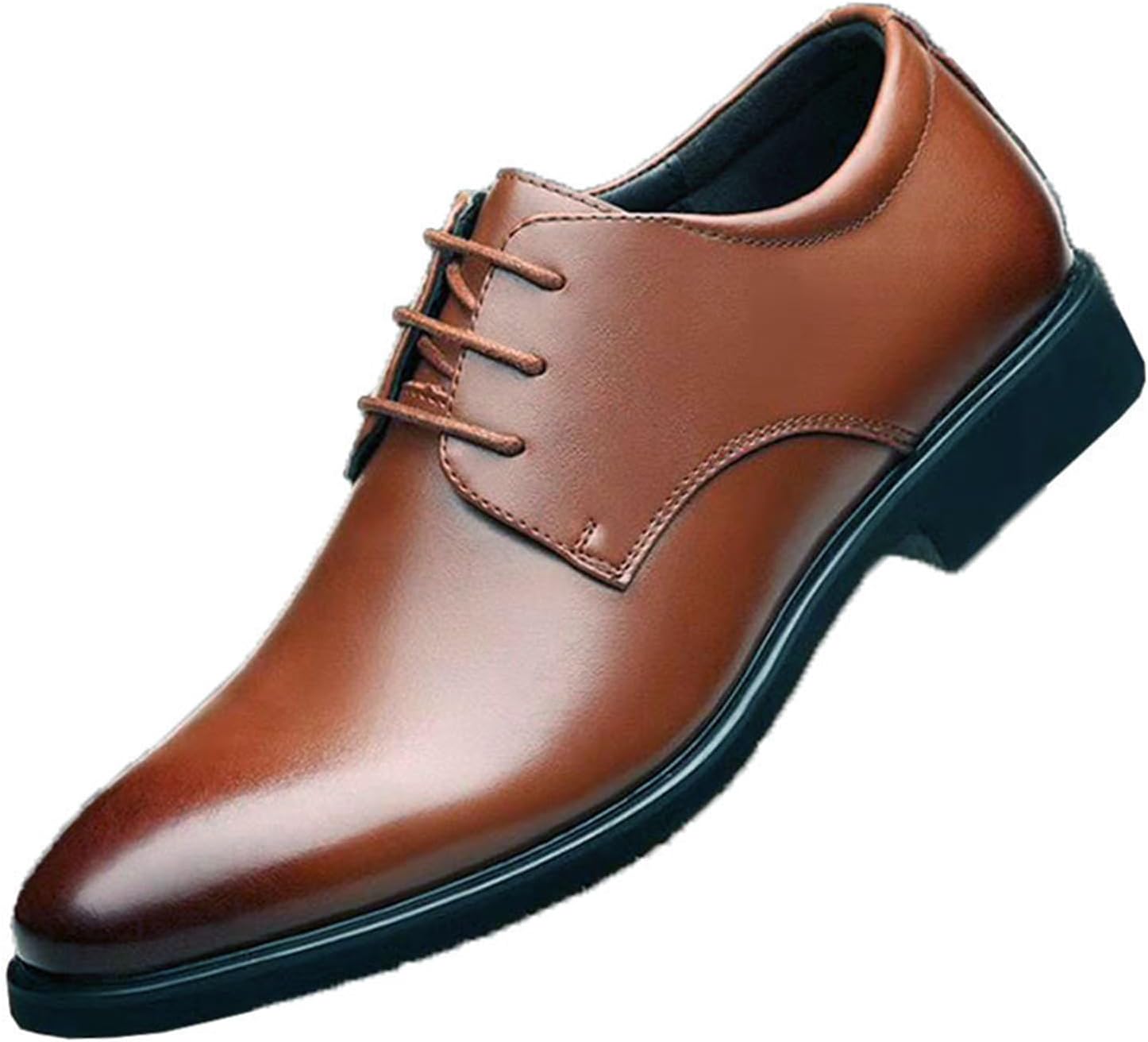 

Мужские кожаные классические туфли с шнуровкой оксфорды, классический заостренный носок, слипоны, твиxедо броги, повседневные деловые мужские дерби Etoryoox, коричневый