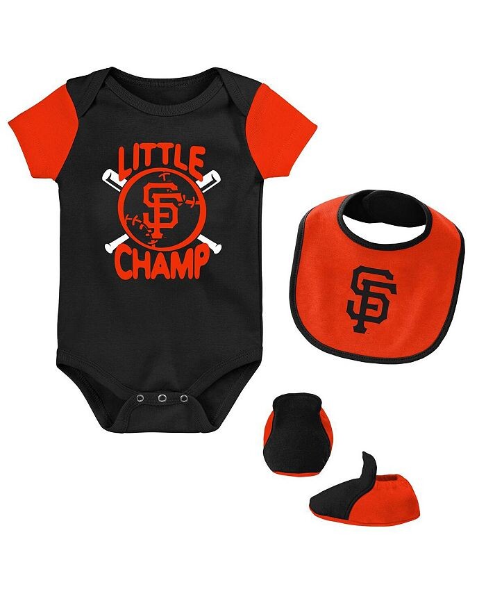 

Комплект из трех боди, нагрудника и пинеток San Francisco Giants Little Champ для новорожденных, черного и оранжевого цвета Outerstuff, черный/оранжевый