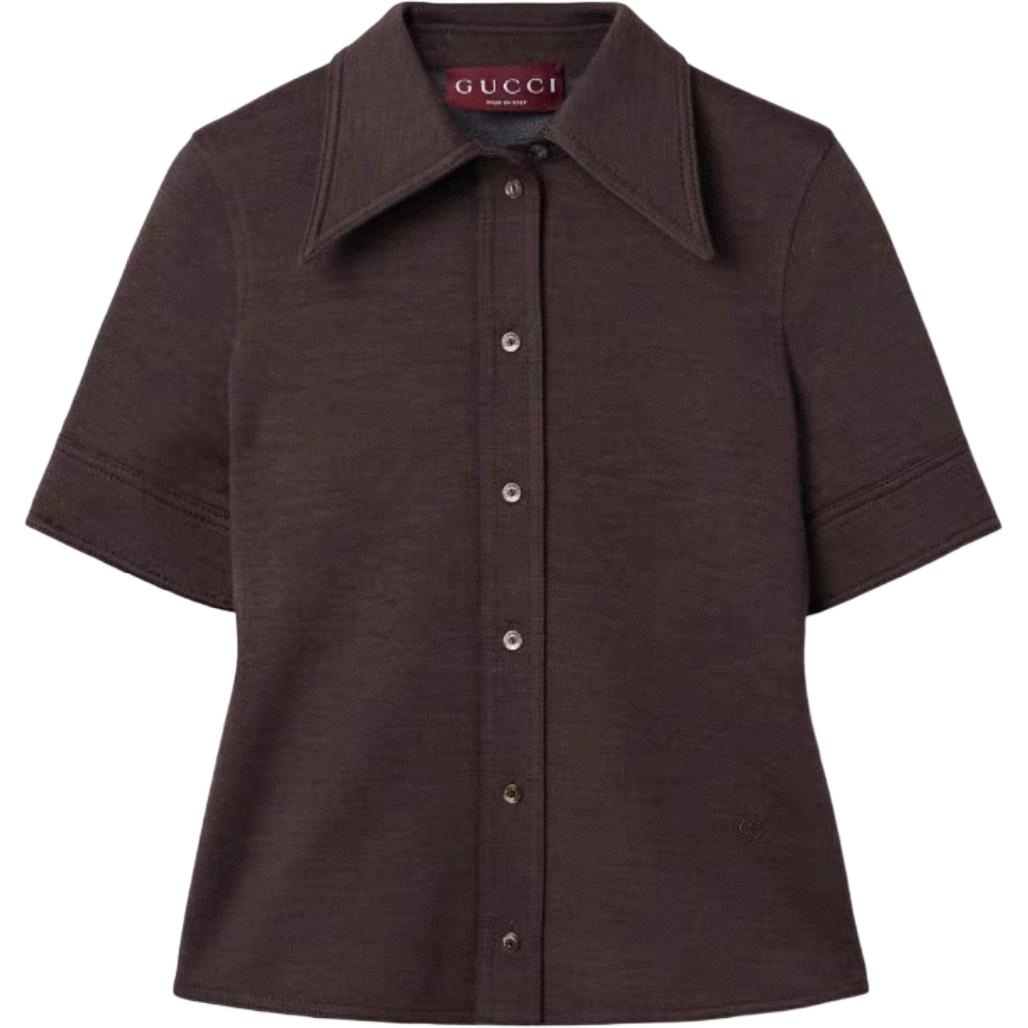 

Рубашка с коротким рукавом и воротником Pont GUCCI, темно-коричневый