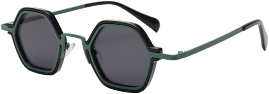

Солнцезащитные очки в стиле ретро с поляризацией для мужчин, защита от ультрафиолета UV400, многоугольные, мужские, панк, женские, винтажные, металлические, шестиугольные LANGSER, Green Black Frame