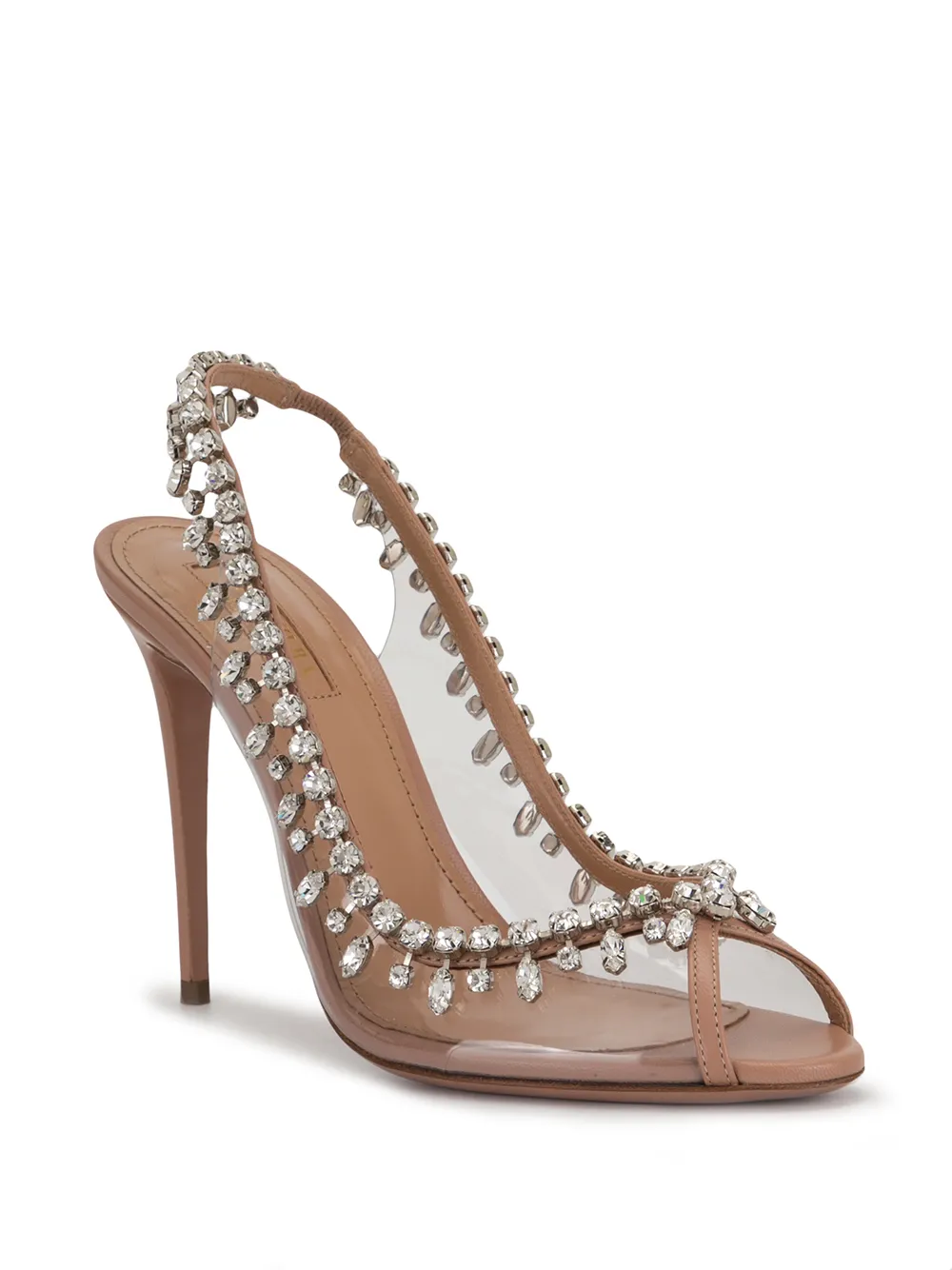 Туфли Temptation 110 с кристаллами Aquazzura, нейтральный — фото 2