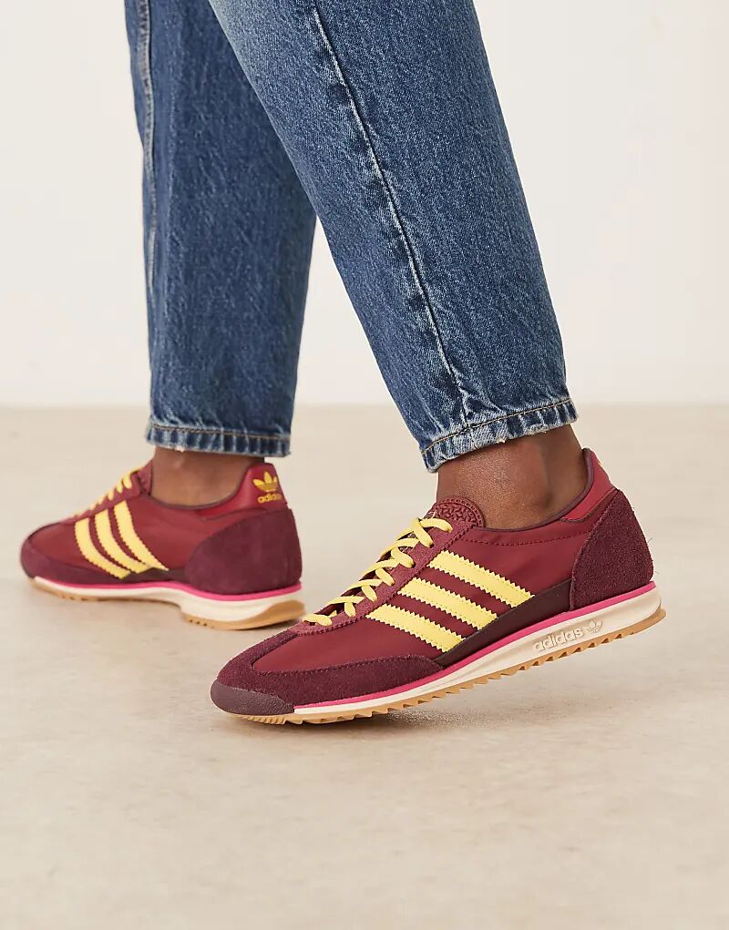 Кроссовки Adidas Originals SL 72 OG бордово-желтого цвета
