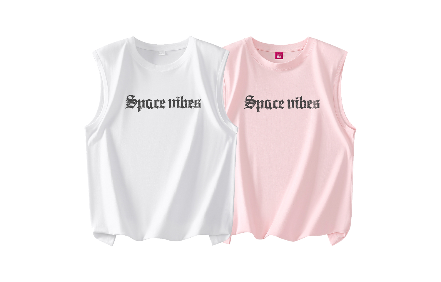 

Майка унисекс с круглым вырезом, узкий прямой крой Disney, [two-piece set]белый+розовый