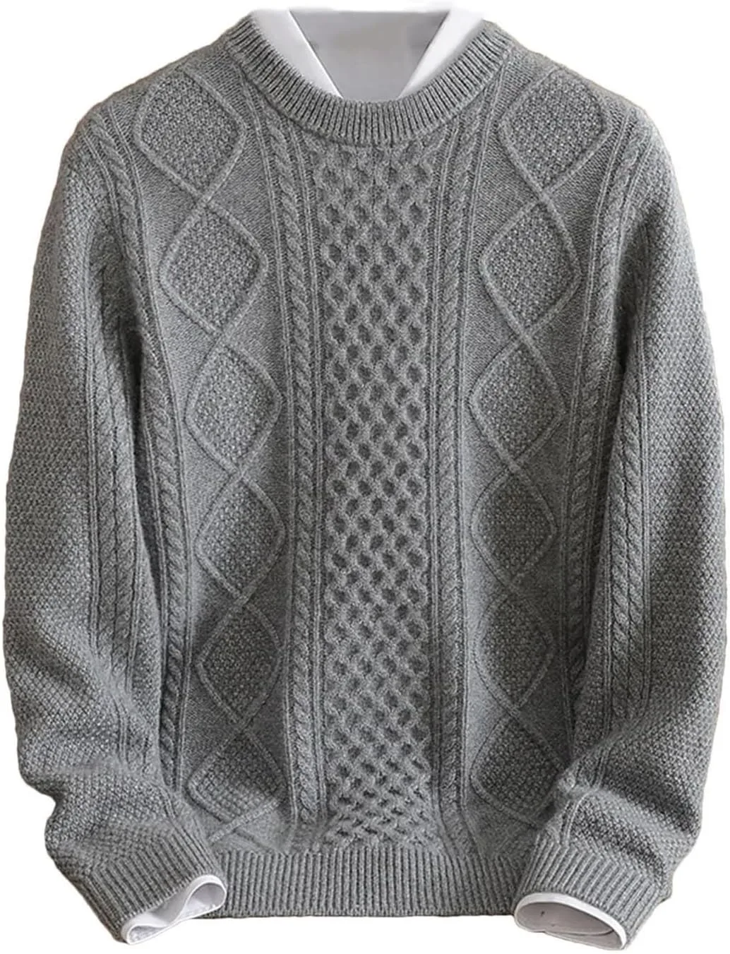 

Мужской кашемировый свитер с круглым вырезом, зимний утепленный, свободного кроя, однотонный