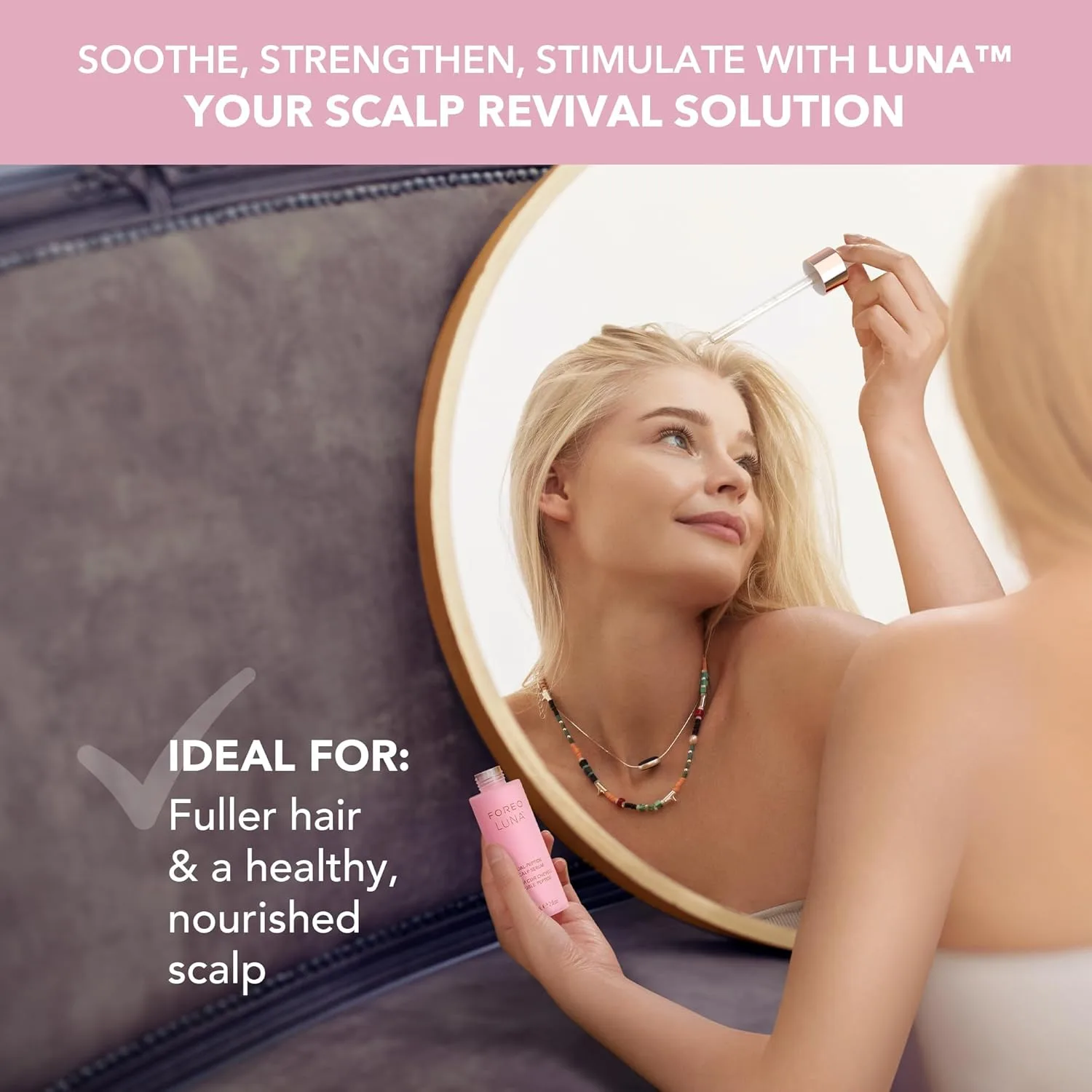 FOREO LUNA Dual-Peptide Scalp Serum для роста волос и ухода за кожей головы с экстрактами центеллы и портулака, 59 мл — фото 2