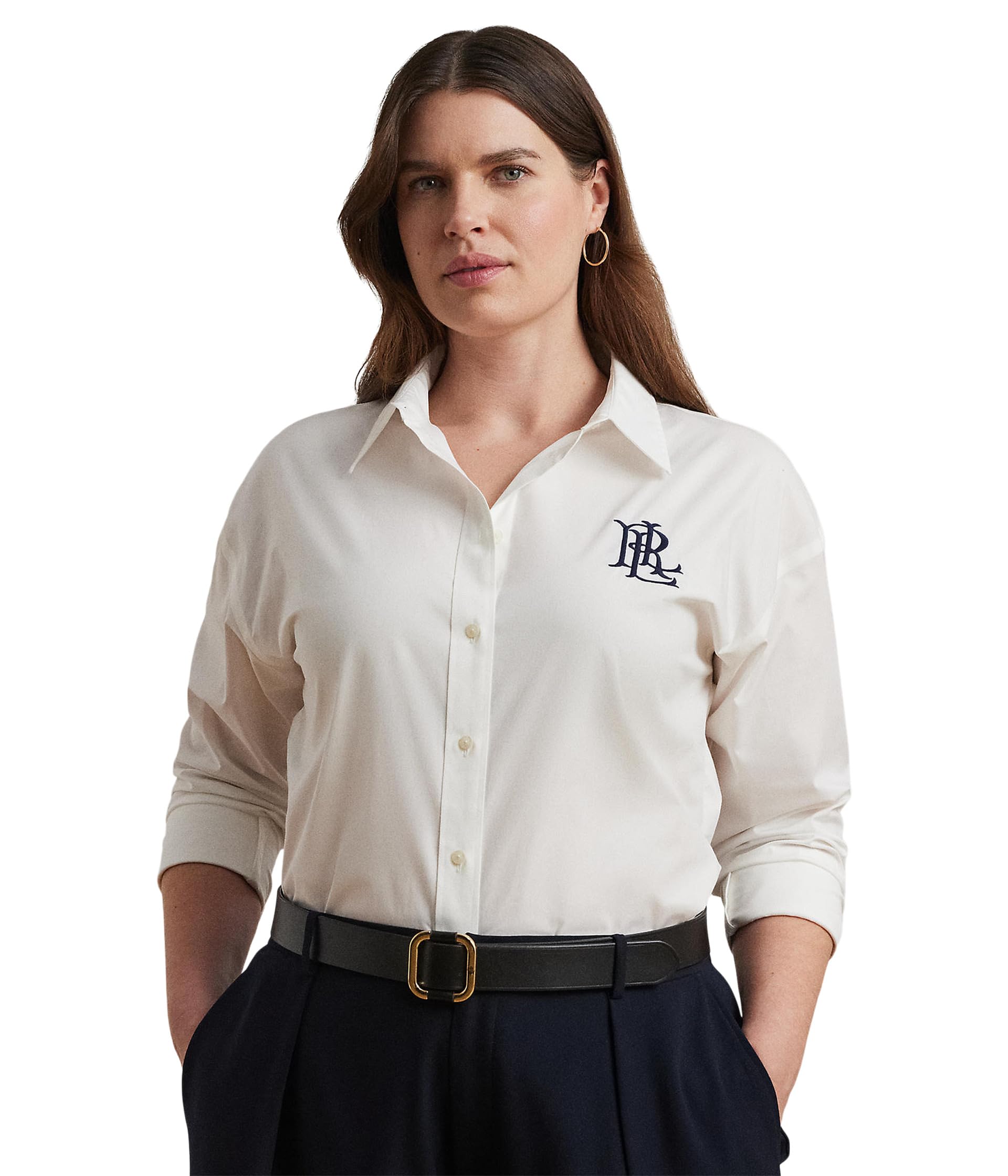 

Футболка Lauren Ralph Lauren Plus Size Kotta Long, белый
