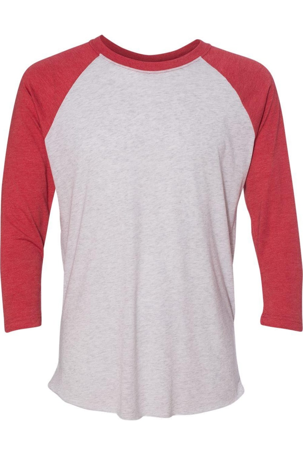 

Футболка унисекс Triblend с рукавами реглан три четверти Next Level, цвет vintage red sleeves/ heather white body