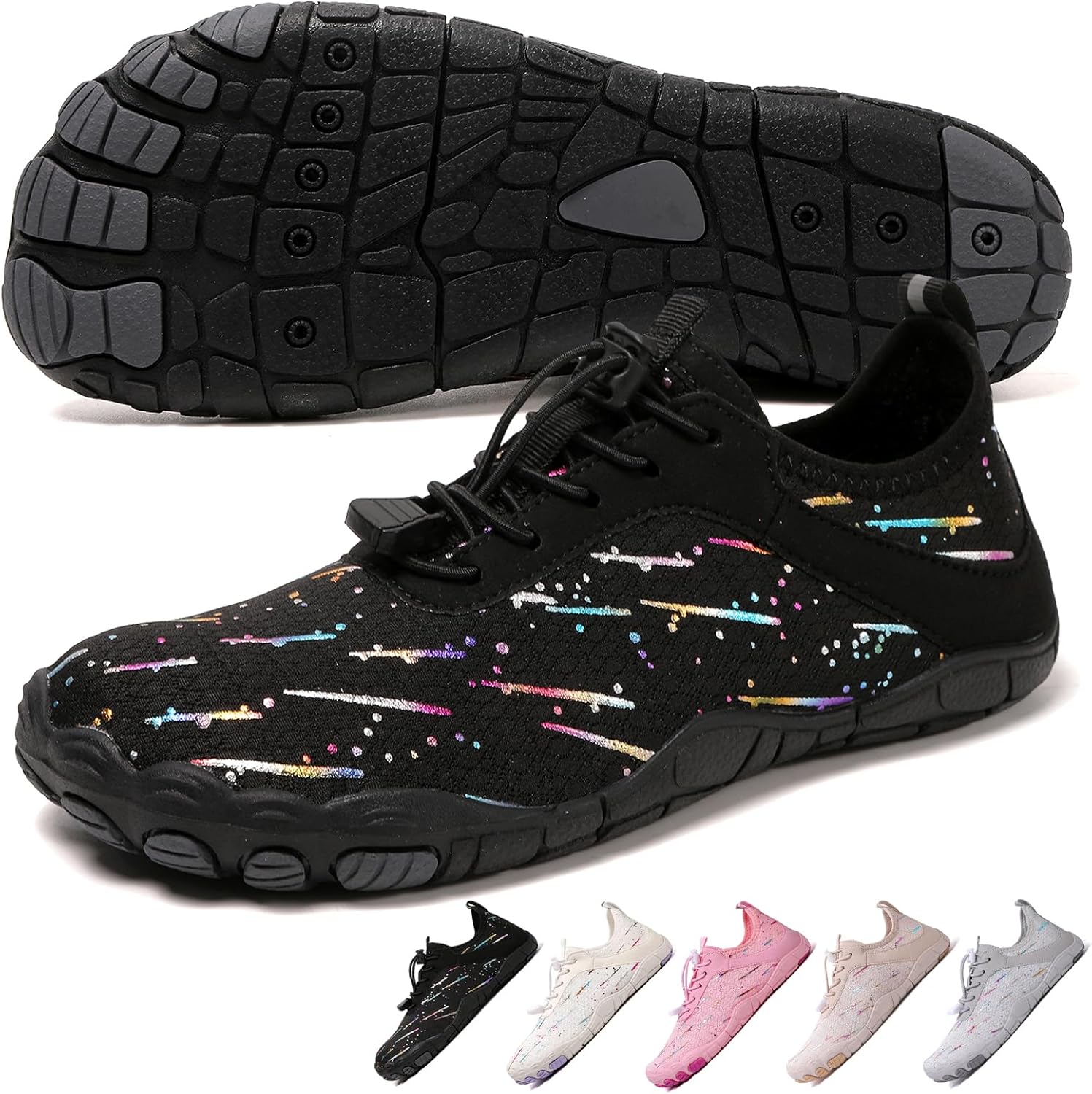 

Ботинки для походов для женщин и мужчин, унисекс водонепроницаемые босоножки, дышащие, противоскользящие походные туфли для занятий спортом, с широкой носочной частью, для походов, прогулок, бега, йоги и водных видов спорта Xianfengniao, черный