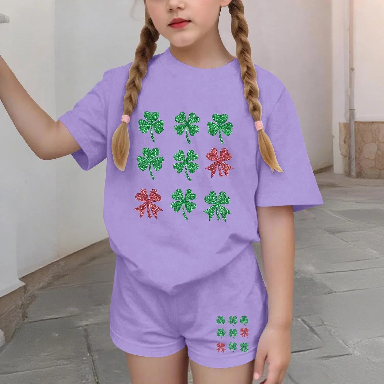 Детский спортивный костюм с принтом Shamrock Zzalalana, фиолетовый — фото 2