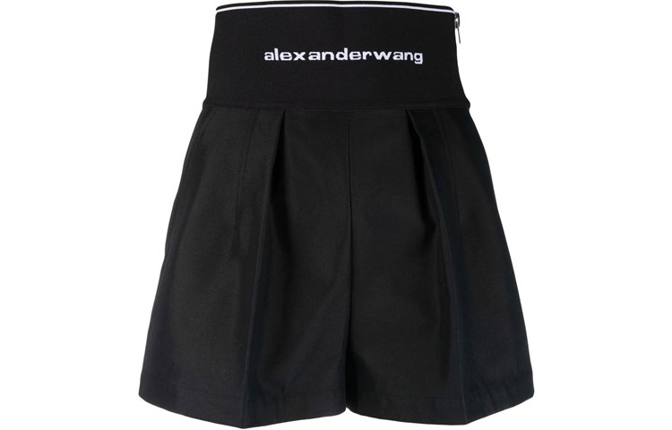 Шорты с высокой талией и логотипом на поясе Alexander Wang, черный