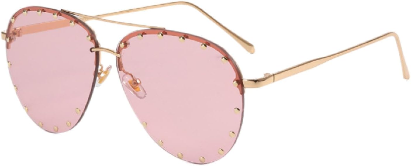 

Солнцезащитные очки с защитой от УФ-излучения UV400 | Без оправы, с заклепками на линзах | Для женщин и мужчин, для занятий спортом на открытом воздухе и вождения DSVIGF, Clear Pink