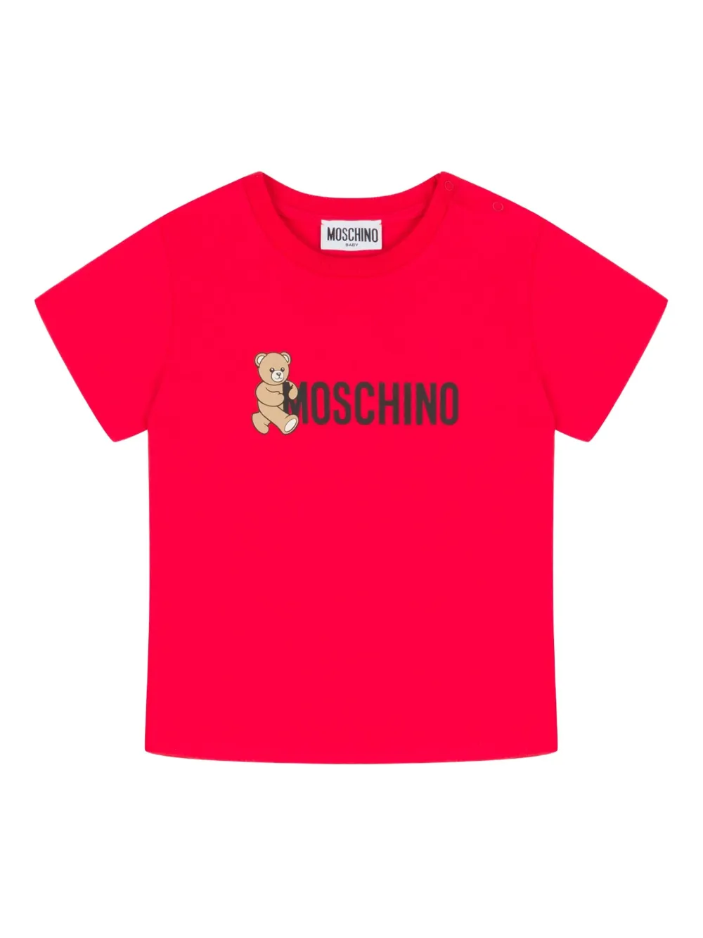 

Футболка из хлопка с принтом плюшевого мишки Moschino Kids, красный