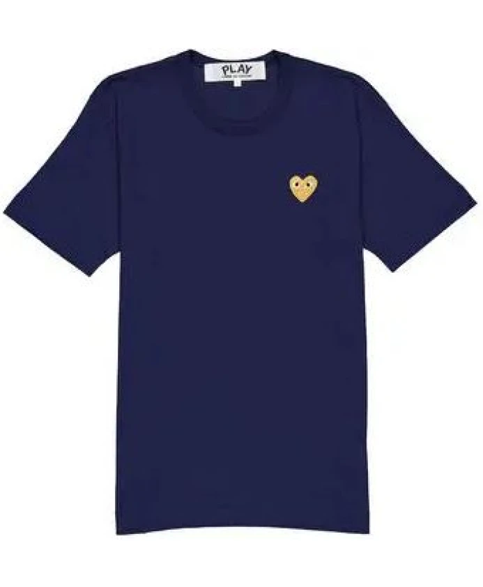 

Футболка с золотой эмблемой, вязаная Comme Des Garã§Ons, синий