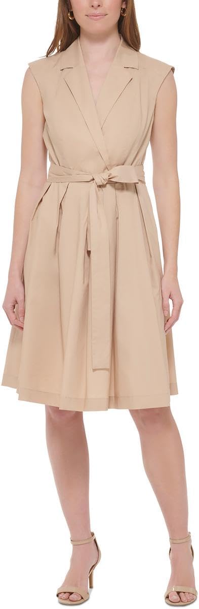 

Женский джемпер Tommy Hilfiger без рукавов длиной до колена, расклешенный, из хлопка, Sand