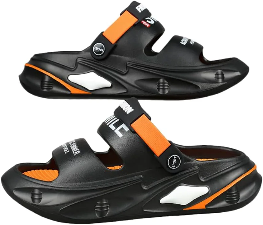 

Мужские модные уличные сандалии с открытым носком в стиле колор-блок, дышащие, удобные, с нескользящей подошвой, прочные EVA шлепанцы для повседневного ношения и активного отдыха на улице Hhhchpm, оранжевый