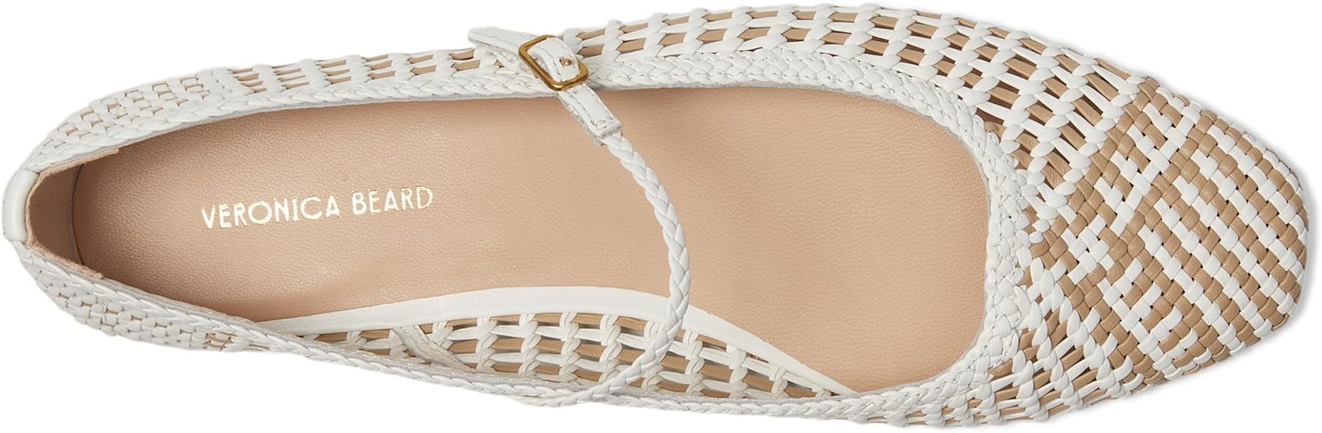 Балетки Veronica Beard Ellie Woven, White/Beige Woven Leather — фото 2