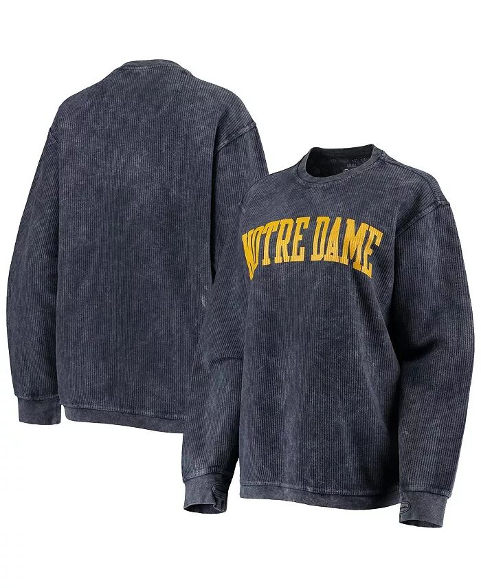 

Женская темно-синяя состаренная толстовка Notre Dame Fighting Irish Comfy Cord Vintage-Like Wash Basic Arch Pullover Pressbox