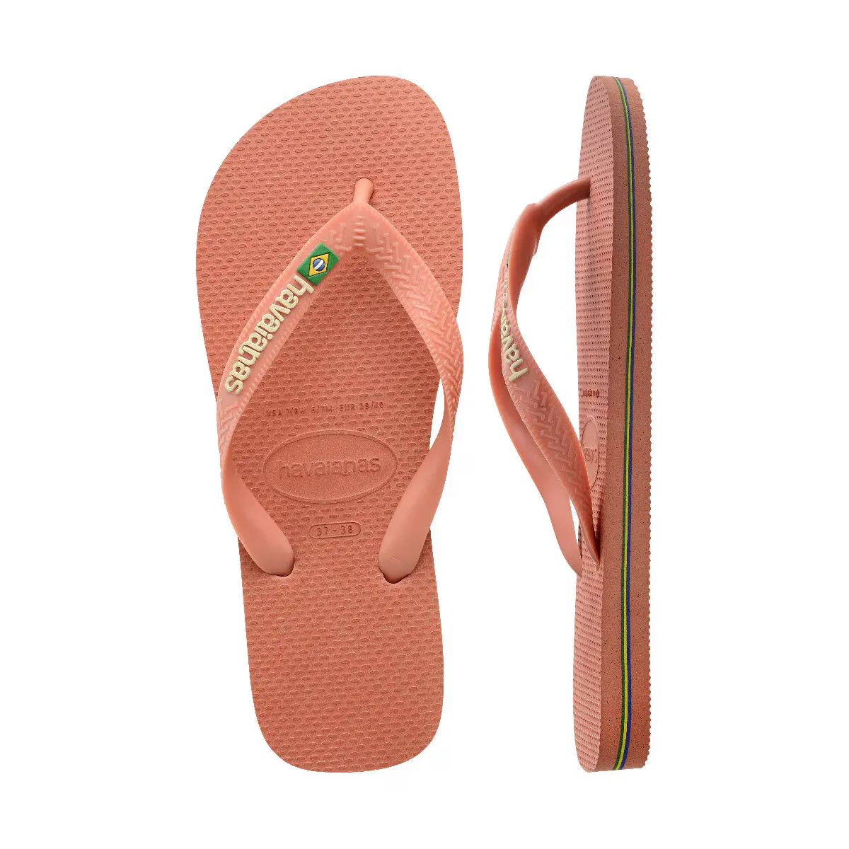 Шлепанцы Hav унисекс. Розовая глина с логотипом Бразилии 412 Havaianas, розовый — фото 3