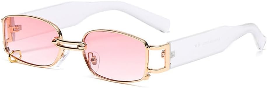 

Модные маленькие прямоугольные панк-солнцезащитные очки для женщин в винтажном стиле с металлическим декором, мужские солнцезащитные очки с защитой от УФ-излучения UV400 TYUVIVO, Pink Gradient