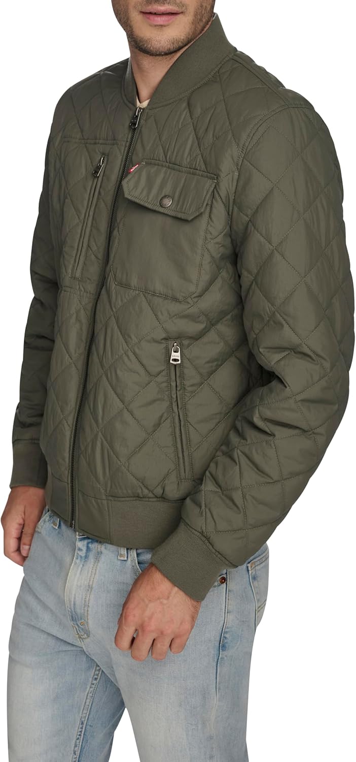 Мужская куртка-бомбер Levi's с ромбовидной стежкой, Sage Green — фото 3