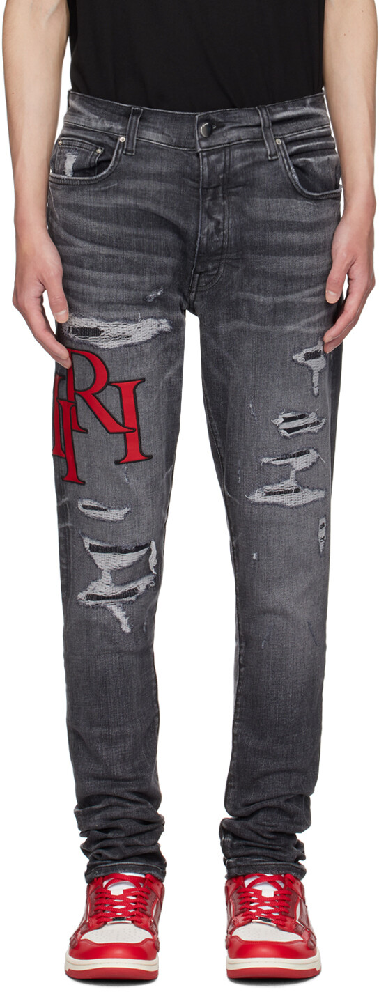 

Серые джинсы с шахматным узором AMIRI