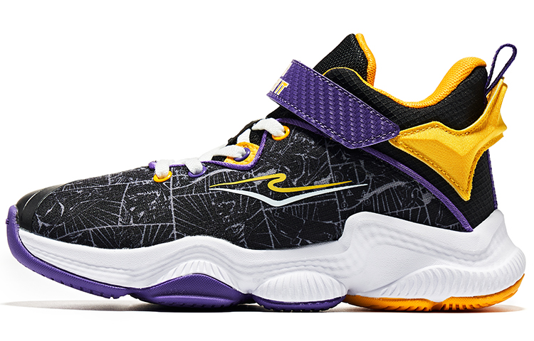 

ERKE KIDS Противоскользящие износостойкие баскетбольные кроссовки Mid Top для детей Yellow Black Kids'