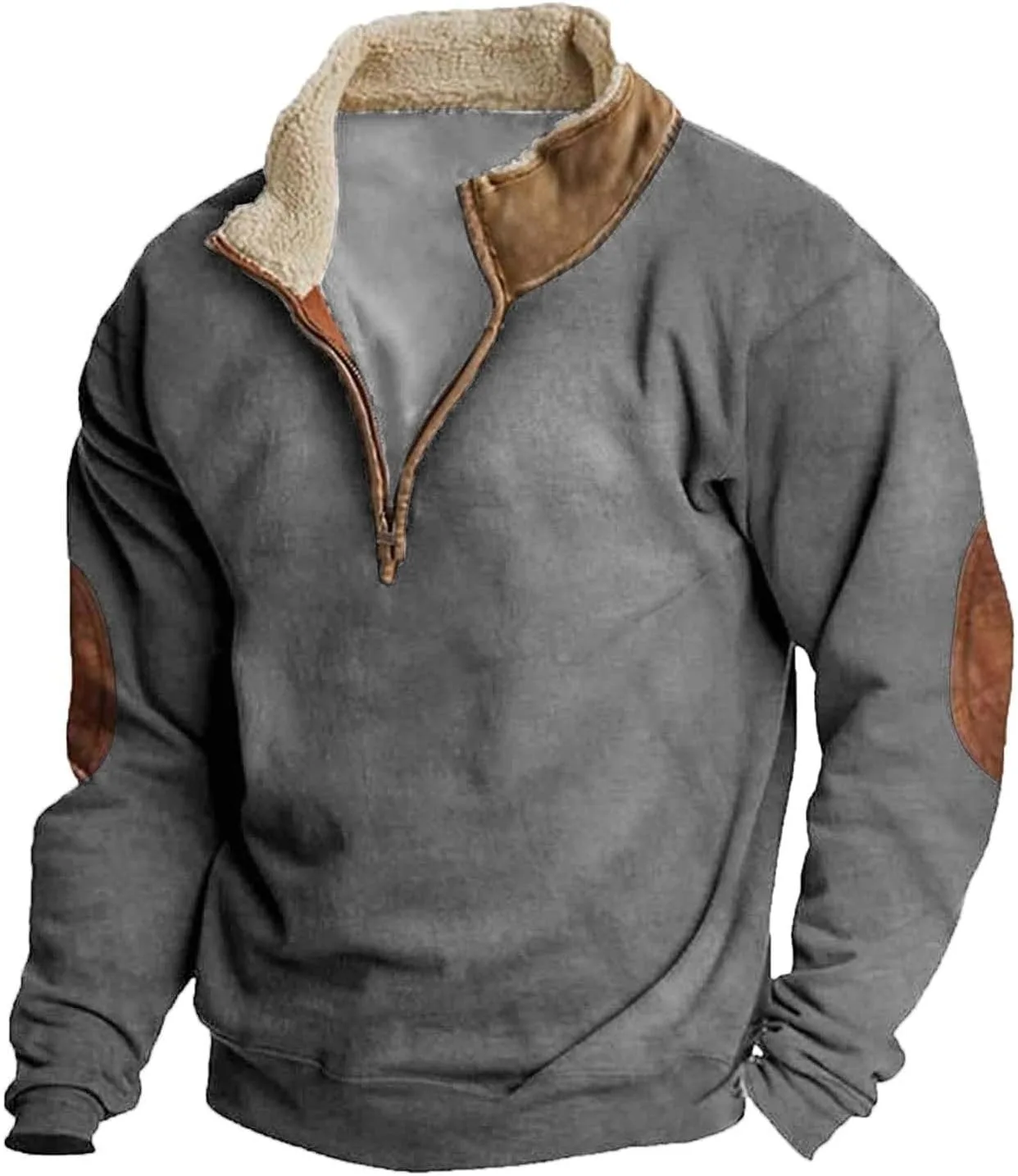 

Мужской вязаный свитер в стиле вестерн с принтом ковбоя, 1/4 молнии, воротник-стойка