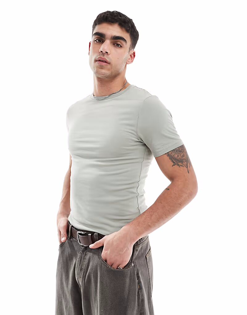 

Футболка ASOS DESIGN Essential Muscle Fit цвета хаки
