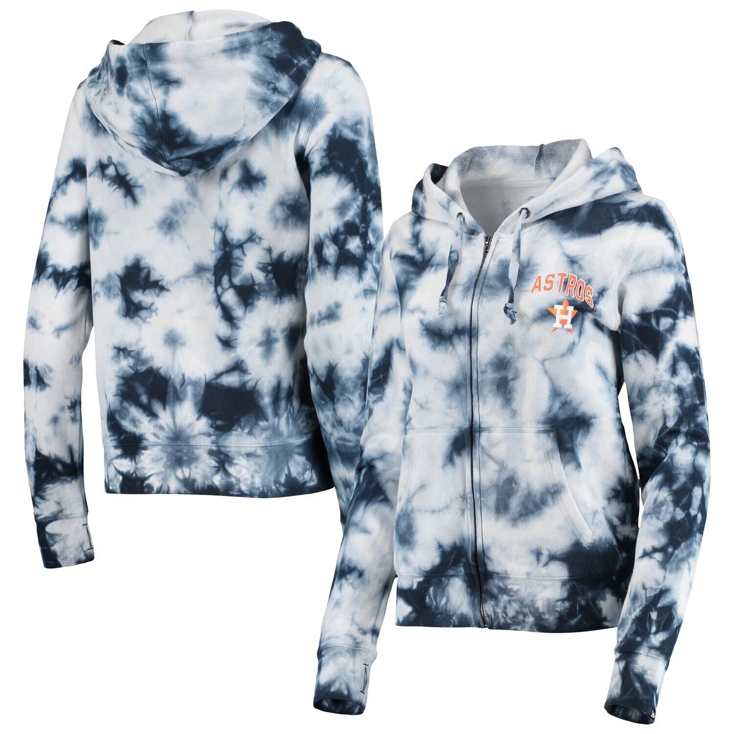 

Женская флисовая толстовка с молнией во всю длину New Era Houston Astros Tie-Dye New Era