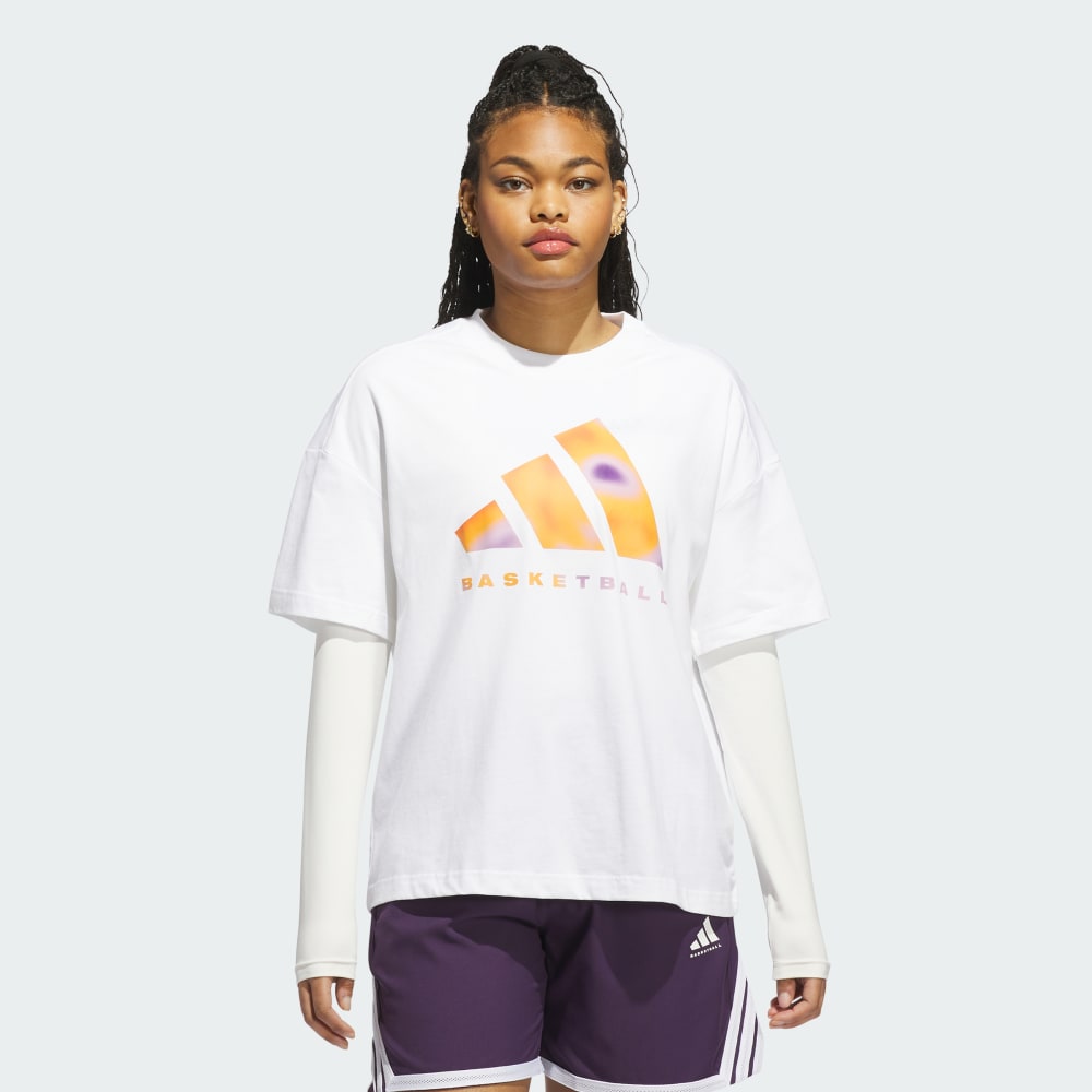 

Спортивная футболка Adidas BASKETBALL GEOTHERMAL LOGO TEE, цвет White/Semi Lucid Red